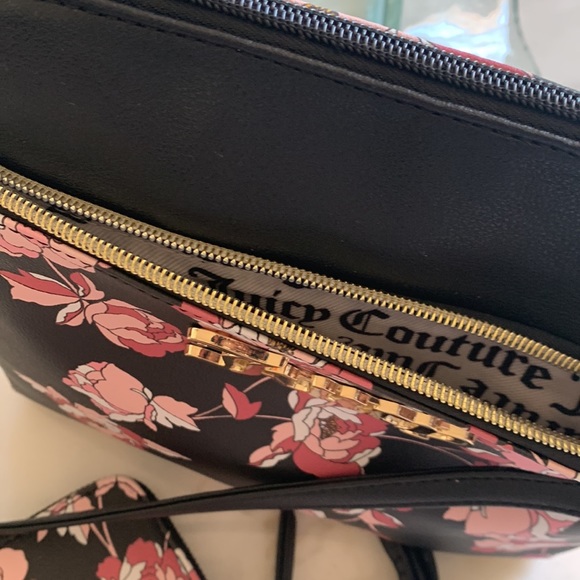 Juicy Couture matching rose black floral crossbody and matching wallet. - Picture 10 of 11